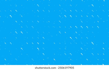 Seamless background pattern of evenly spaced white down arrows of different sizes and opacity. Vector illustration on light blue background with stars