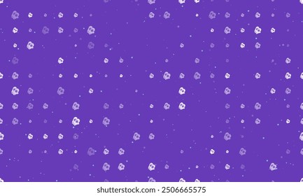 Seamless background pattern of evenly spaced white mittens symbols of different sizes and opacity. Vector illustration on deep purple background with stars