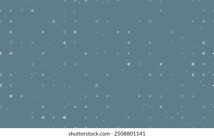 Seamless background pattern of evenly spaced white less symbols of different sizes and opacity. Vector illustration on blue gray background with stars