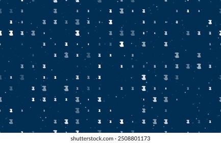 Seamless background pattern of evenly spaced white sanding machine symbols of different sizes and opacity. Vector illustration on dark blue background with stars
