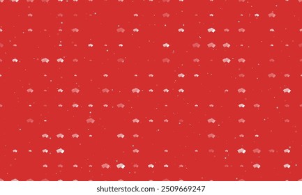 Padrão de plano de fundo uniforme de símbolos de cartas de jogo brancas uniformemente espaçadas de diferentes tamanhos e opacidade. Ilustração vetorial sobre fundo vermelho com estrelas
