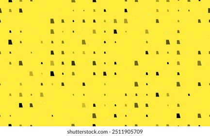 Padrão de plano de fundo uniforme de símbolos de trapézio preto uniformemente espaçados de diferentes tamanhos e opacidade. Ilustração vetorial em fundo amarelo com estrelas