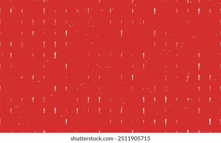 Motif d'arrière-plan harmonieux de symboles d'exclamation blancs uniformément espacés de différentes tailles et opacité. Illustration vectorielle sur fond rouge avec étoiles