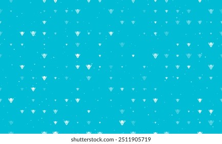 Seamless background pattern of evenly spaced white buffalo logos of different sizes and opacity. Vector illustration on cyan background with stars