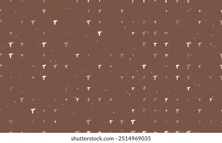 Seamless background pattern of evenly spaced white electric screwdriver symbols of different sizes and opacity. Vector illustration on brown background with stars