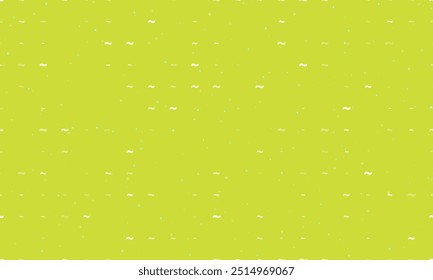 Seamless background pattern of evenly spaced white tilde symbols of different sizes and opacity. Vector illustration on lime background with stars