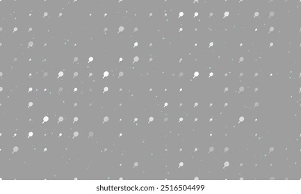 Seamless background pattern of evenly spaced white table tennis symbols of different sizes and opacity. Vector illustration on gray background with stars