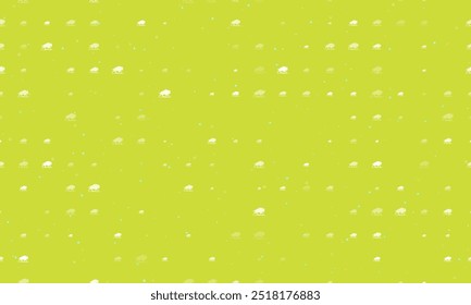 Seamless background pattern of evenly spaced white wild buffalos of different sizes and opacity. Vector illustration on lime background with stars