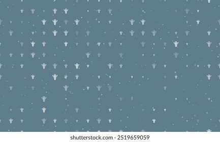 Seamless background pattern of evenly spaced white giraffe head symbols of different sizes and opacity. Vector illustration on blue gray background with stars