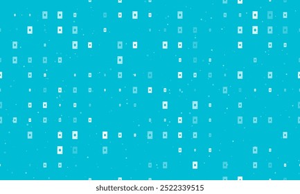 Padrão de plano de fundo contínuo de ás brancas uniformemente espaçadas de cartões de diamante de diferentes tamanhos e opacidade. Ilustração vetorial no plano de fundo ciano com estrelas