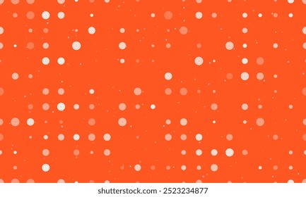 Seamless background pattern of evenly spaced white checker game symbols of different sizes and opacity. Vector illustration on deep orange background with stars