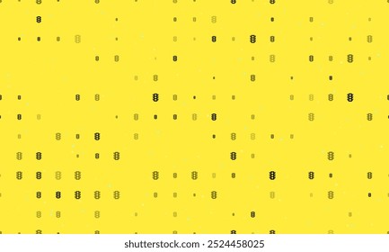 Padrão de plano de fundo uniforme de símbolos de semáforos pretos uniformemente espaçados de diferentes tamanhos e opacidade. Ilustração vetorial em fundo amarelo com estrelas