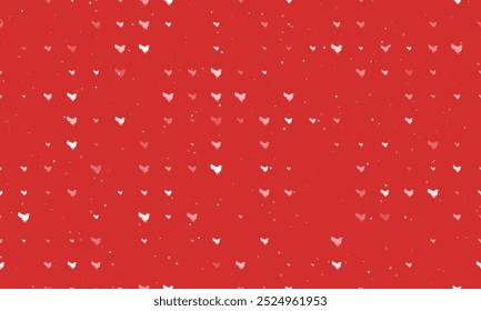 Padrão de plano de fundo uniforme de símbolos de pássaros brancos uniformemente espaçados de diferentes tamanhos e opacidade. Ilustração vetorial sobre fundo vermelho com estrelas