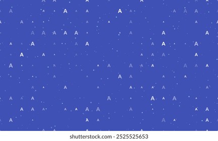 Padrão de plano de fundo uniforme de letras maiúsculas brancas com espaçamento uniforme símbolos A de diferentes tamanhos e opacidade. Ilustração vetorial no fundo índigo com estrelas