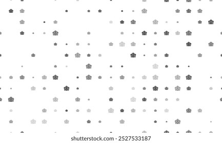 Motif harmonieux d'arrière-plan de symboles de coffre au trésor noir uniformément espacés de différentes tailles et opacité. Illustration vectorielle sur fond blanc