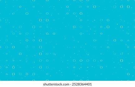 Seamless background pattern of evenly spaced white angle brackets symbols of different sizes and opacity. Vector illustration on cyan background with stars