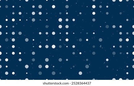 Patrón de fondo sin fisuras de símbolos nonagon blancos uniformemente espaciados de diferentes tamaños y opacidad. Ilustración vectorial sobre fondo azul oscuro con estrellas