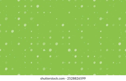 Seamless background pattern of evenly spaced white at symbols of different sizes and opacity. Vector illustration on light green background with stars