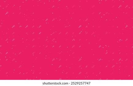 Seamless background pattern of evenly spaced white tennis racket symbols of different sizes and opacity. Vector illustration on pink background with stars