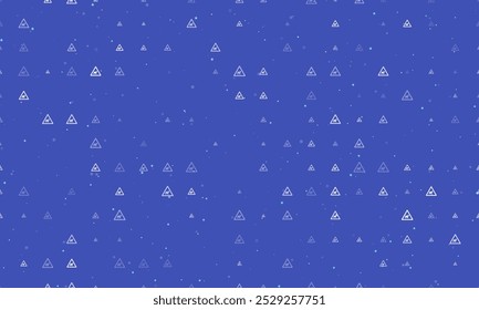 Seamless background pattern of evenly spaced white pets road signs of different sizes and opacity. Vector illustration on indigo background with stars