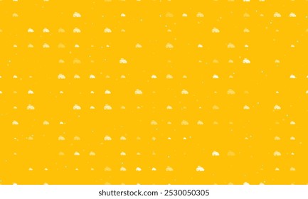 Seamless background pattern of evenly spaced white tractor symbols of different sizes and opacity. Vector illustration on amber background with stars