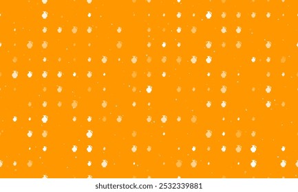 Seamless background pattern of evenly spaced white antique vase symbols of different sizes and opacity. Vector illustration on orange background with stars