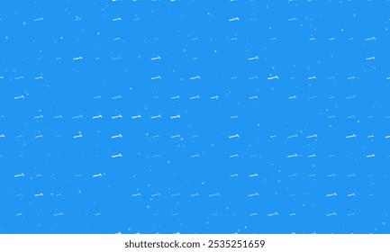 Seamless background pattern of evenly spaced white hammer symbols of different sizes and opacity. Vector illustration on blue background with stars