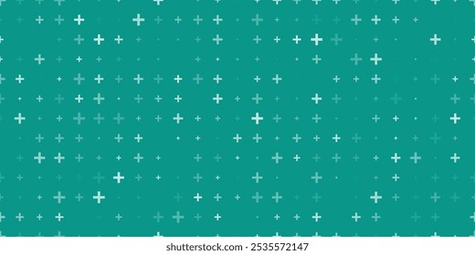 Seamless background pattern of evenly spaced white plus symbols of different sizes and opacity. Plus symbols of different sizes and opacity seamless background pattern vector illustration.