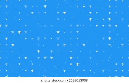 Seamless background pattern of evenly spaced white buffalo logos of different sizes and opacity. Vector illustration on blue background with stars