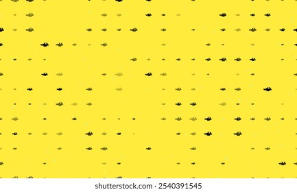 Padrão de plano de fundo uniforme de símbolos de vaso preto com espaçamento uniforme de diferentes tamanhos e opacidade. Ilustração vetorial em fundo amarelo com estrelas