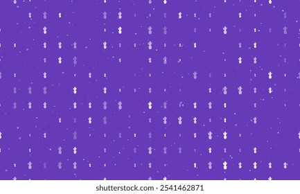 Seamless background pattern of evenly spaced white cactus symbols of different sizes and opacity. Vector illustration on deep purple background with stars