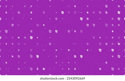 Padrão de plano de fundo uniforme de símbolos de dois ases brancos com espaçamento uniforme de tamanhos e opacidade diferentes. Ilustração vetorial em fundo roxo com estrelas