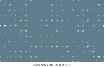 Nahtloses Hintergrundmuster mit gleichmäßig beabstandeten weißen Bohrsymbolen verschiedener Größen und Deckkraft. Vektorgrafik auf blaugrauem Hintergrund mit Sternen