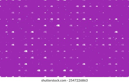 Seamless background pattern of evenly spaced white sanding machine symbols of different sizes and opacity. Vector illustration on purple background with stars