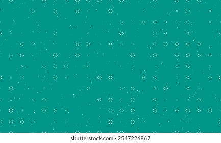 Seamless background pattern of evenly spaced white angle brackets symbols of different sizes and opacity. Vector illustration on teal background with stars