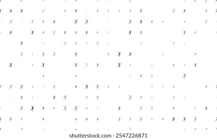Seamless background pattern of evenly spaced black dancing girl symbols of different sizes and opacity. Vector illustration on white background
