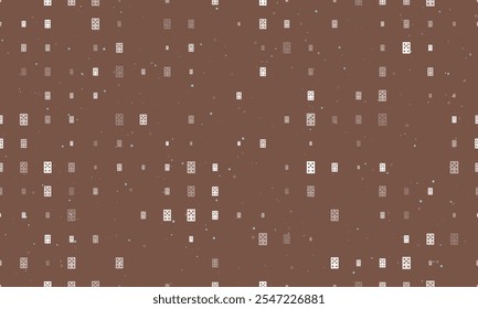 Seamless background pattern of evenly spaced white seven of hearts playing cards of different sizes and opacity. Vector illustration on brown background with stars