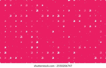 Seamless background pattern of evenly spaced white goat's head symbols of different sizes and opacity. Vector illustration on pink background with stars