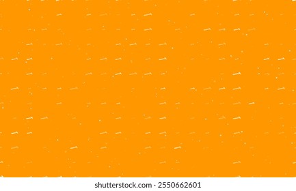 Seamless background pattern of evenly spaced white hammer symbols of different sizes and opacity. Vector illustration on orange background with stars