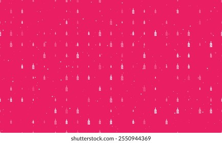 Seamless background pattern of evenly spaced white a branch in a bottle symbols of different sizes and opacity. Vector illustration on pink background with stars