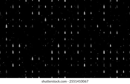 Seamless background pattern of evenly spaced white a branch in a bottle symbols of different sizes and opacity. Vector illustration on black background with stars