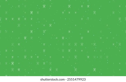 Seamless background pattern of evenly spaced white crossed tennis rackets symbols of different sizes and opacity. Vector illustration on green background with stars