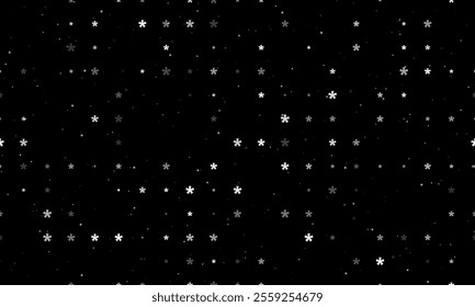 Seamless background pattern of evenly spaced white multiply symbols of different sizes and opacity. Vector illustration on black background with stars