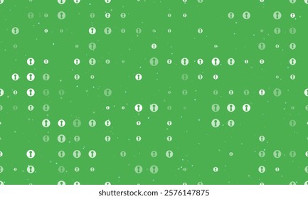 Seamless background pattern of evenly spaced white keyhole symbols of different sizes and opacity. Vector illustration on green background with stars