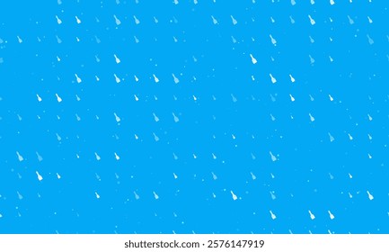 Seamless background pattern of evenly spaced white paint brush symbols of different sizes and opacity. Vector illustration on light blue background with stars