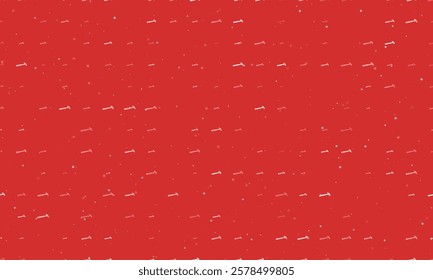 Seamless background pattern of evenly spaced white hammer symbols of different sizes and opacity. Vector illustration on red background with stars