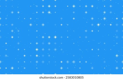 Seamless background pattern of evenly spaced white main road signs of different sizes and opacity. Vector illustration on blue background with stars