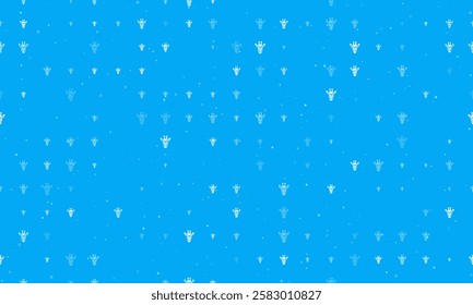 Seamless background pattern of evenly spaced white giraffe head symbols of different sizes and opacity. Vector illustration on light blue background with stars
