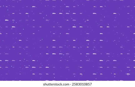 Seamless background pattern of evenly spaced white car symbols of different sizes and opacity. Vector illustration on deep purple background with stars