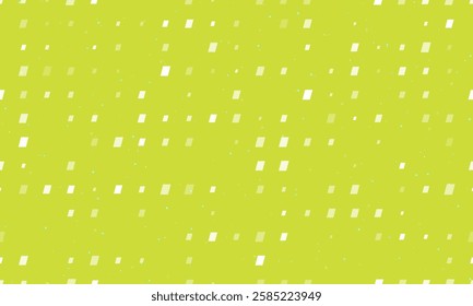 Seamless background pattern of evenly spaced white parallelogram symbols of different sizes and opacity. Vector illustration on lime background with stars